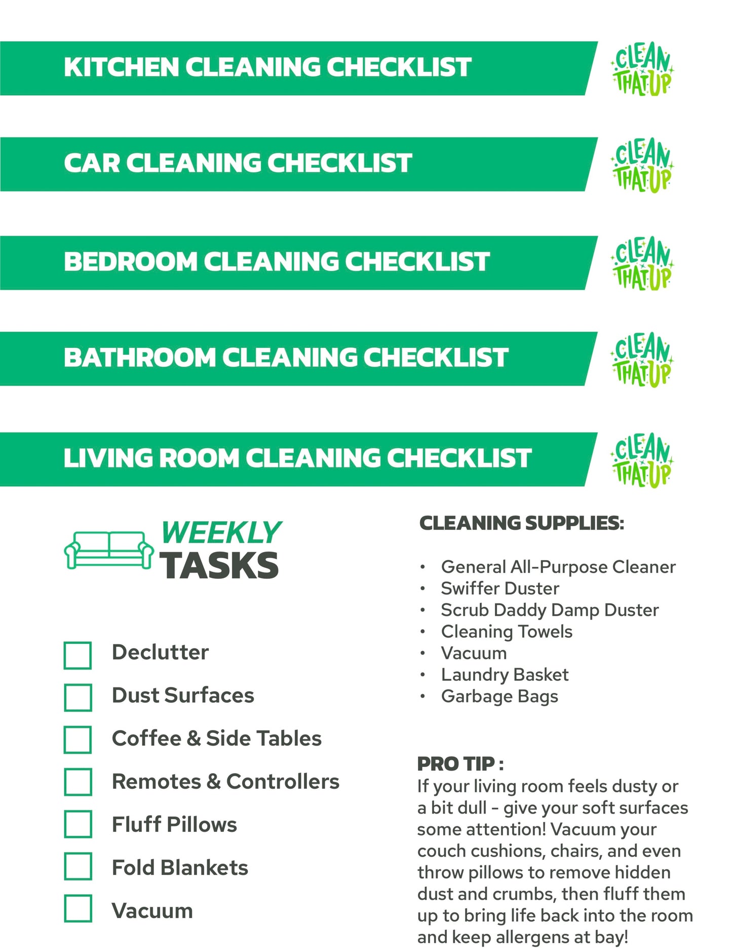 Weekly Checklist Bundle (5 PDFs)