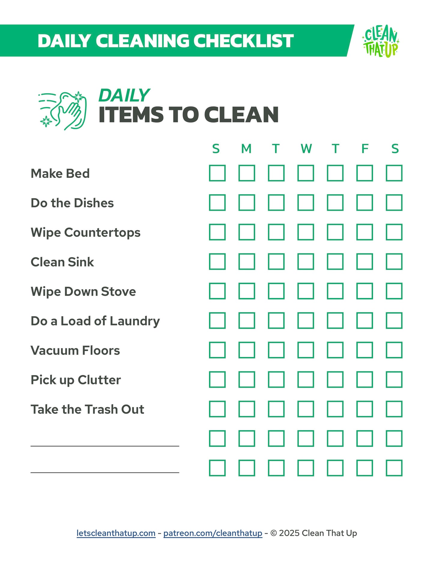 Daily Cleaning Checklist