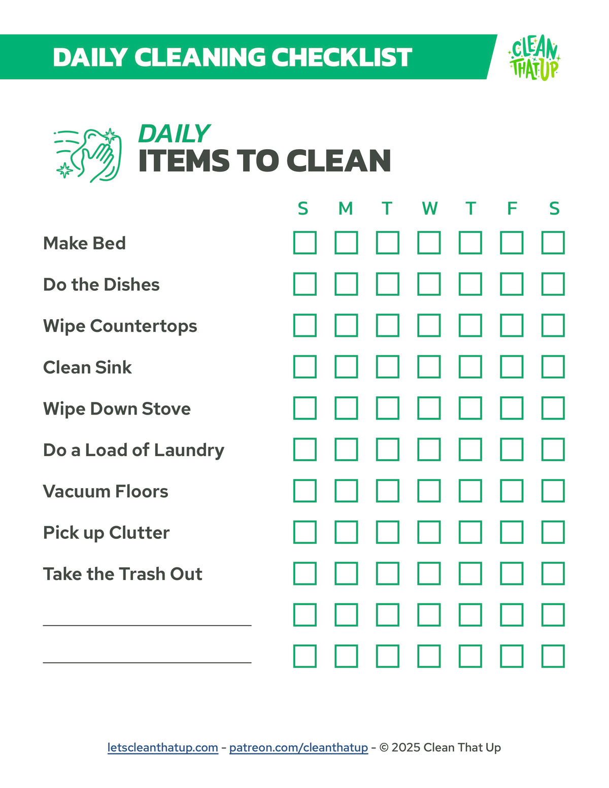 Daily Cleaning Checklist – CleanThatUp