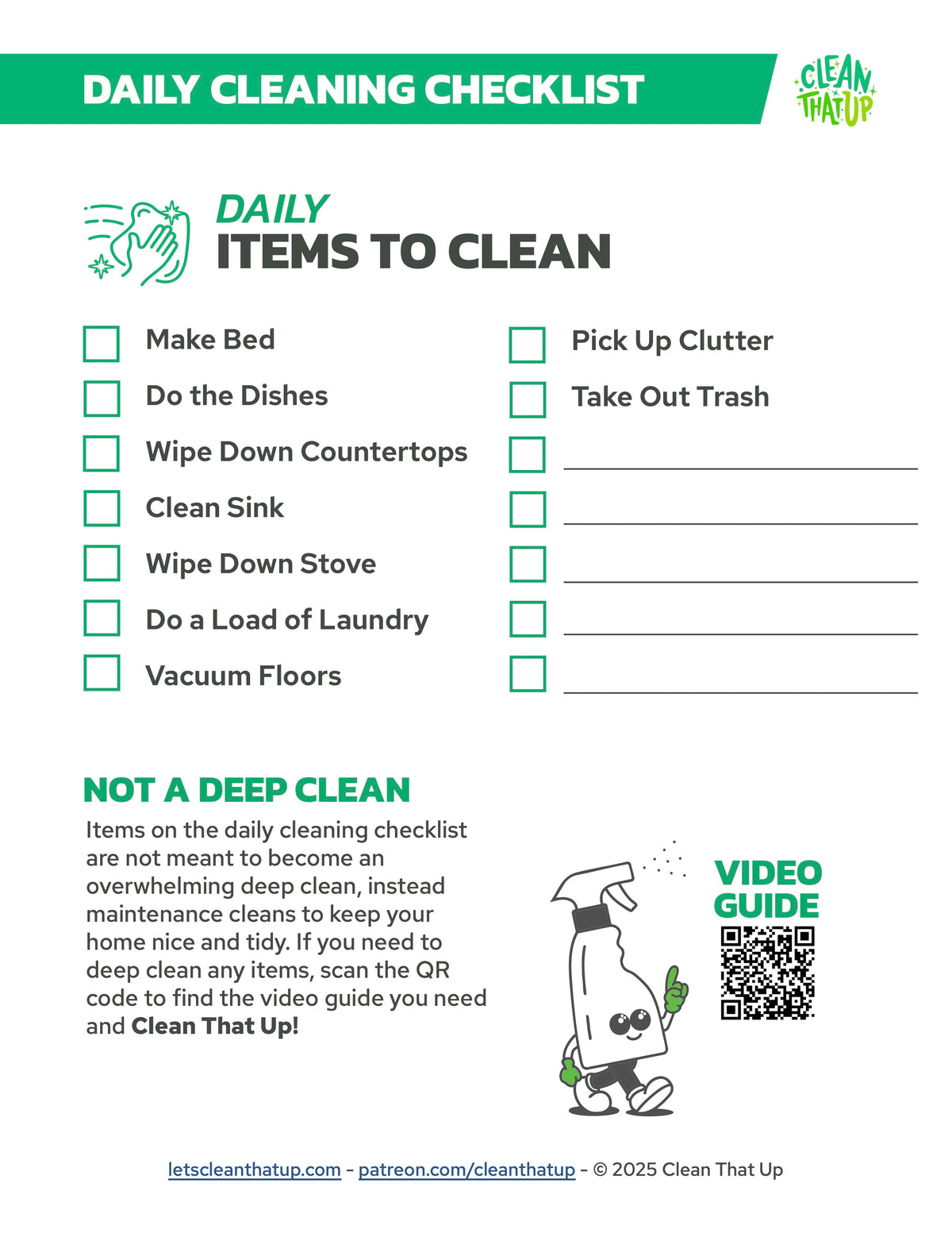 Daily Cleaning Checklist – CleanThatUp