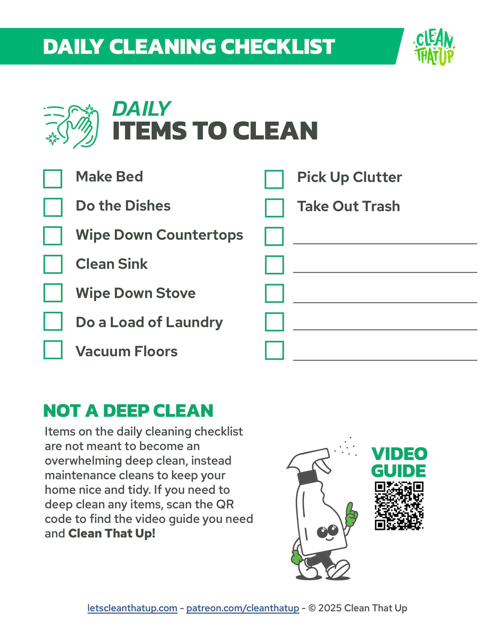 Daily Cleaning Checklist – CleanThatUp