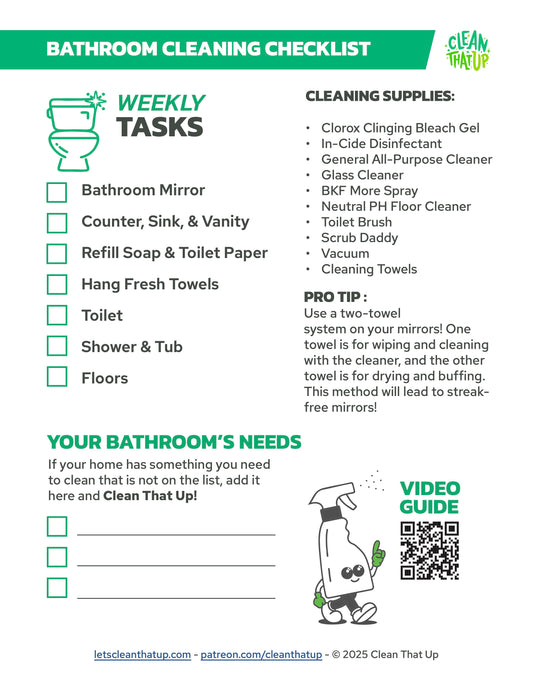 Weekly Bathroom Cleaning Checklist
