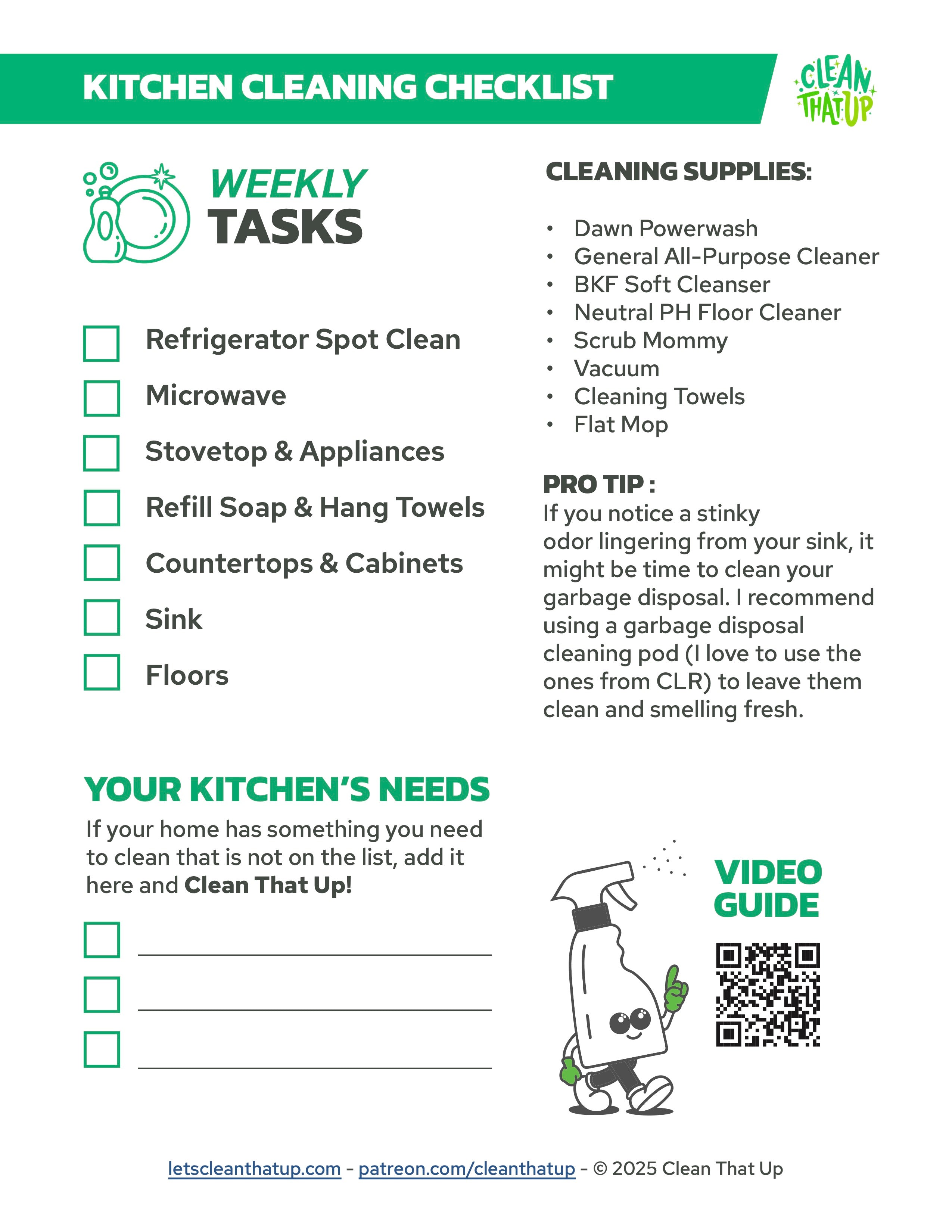 Kitchen Cleaning Program Weekly Kitchen Cleaning Checklist – CleanThatUp