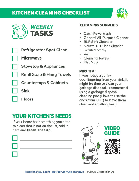 Weekly Kitchen Cleaning Checklist